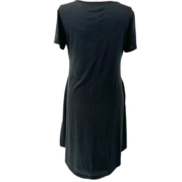 Womens Casual Dress XL A-Line Black SS Pockets Cotton Blend Soft Lightweight - Picture 2 of 8